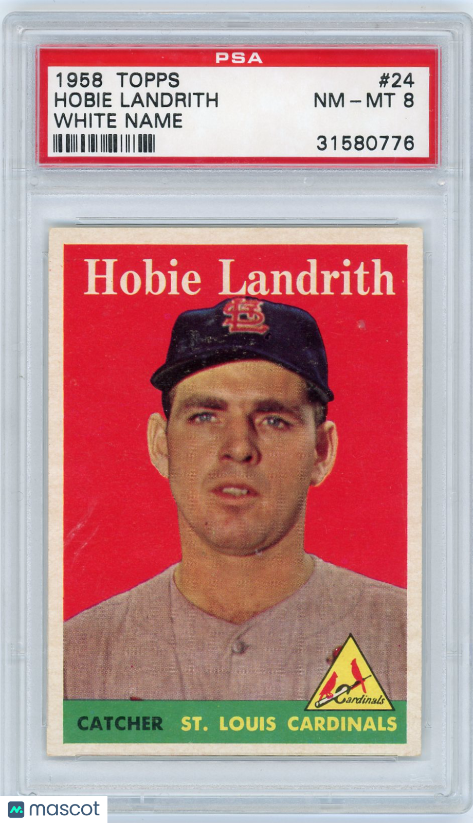 1958 Topps Hobie Landrith #24 White Name PSA 8