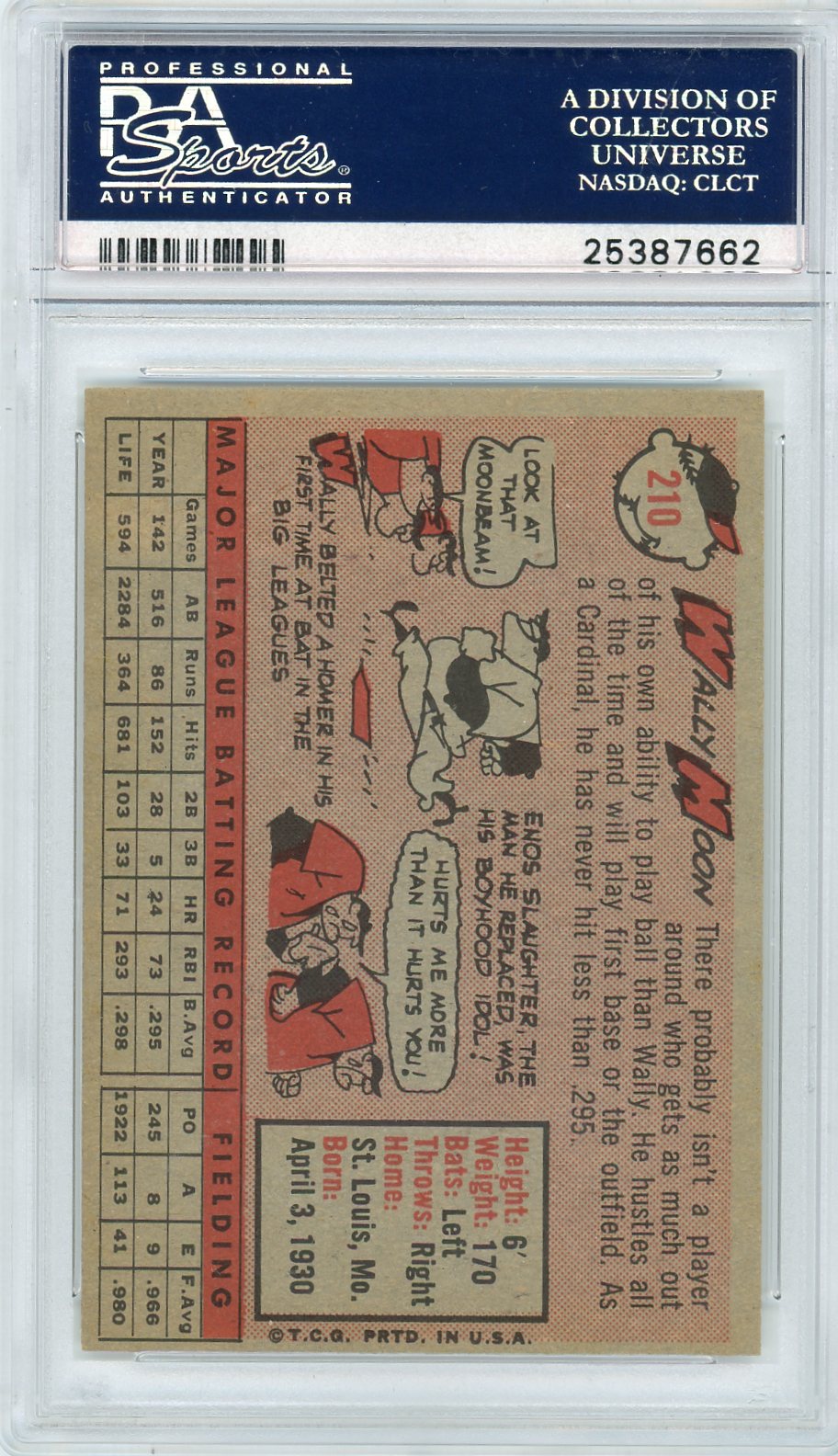 1958 Topps Wally Moon #210 PSA 8