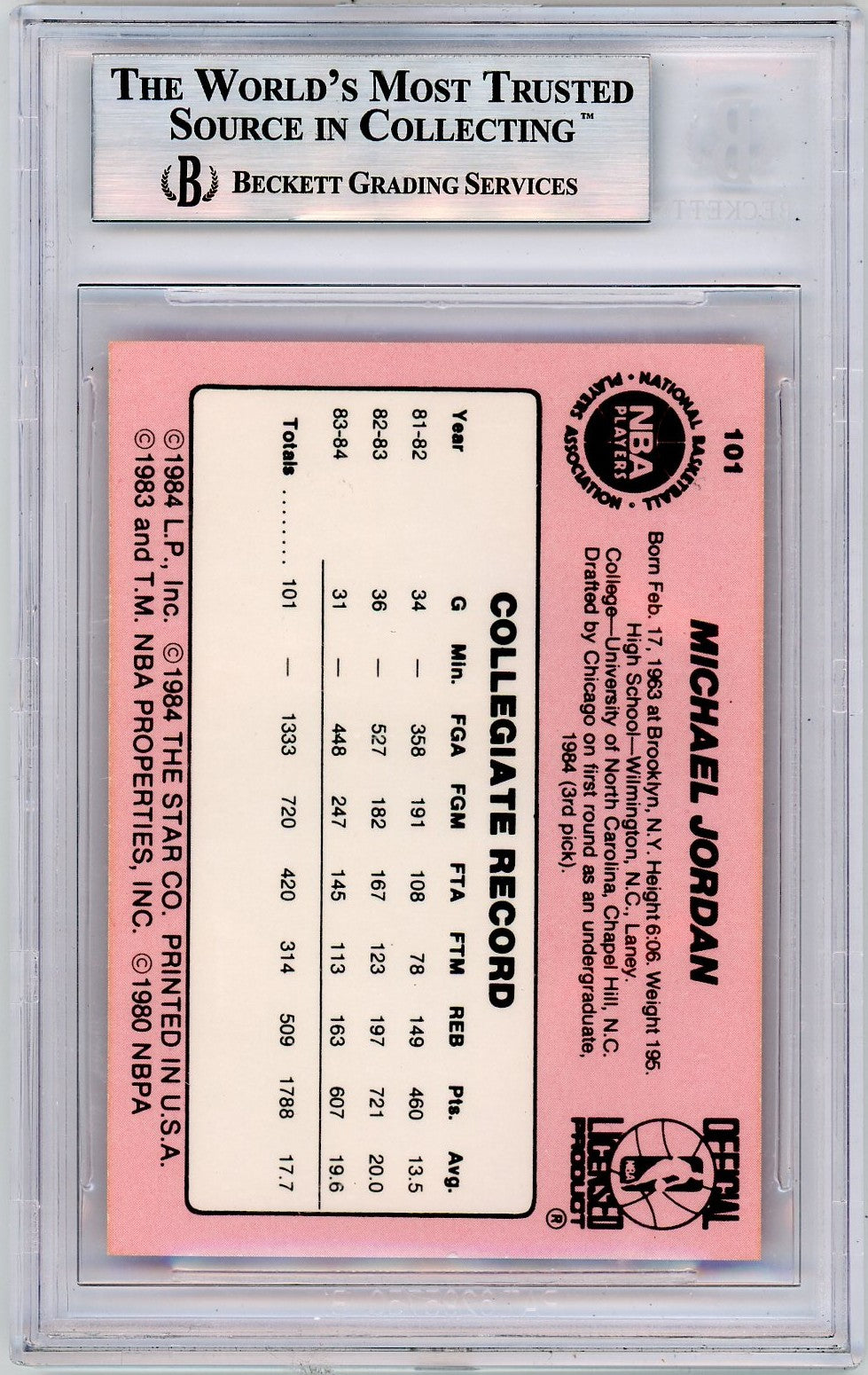 1984 Star Michael Jordan XRC #101 BGS 8.5