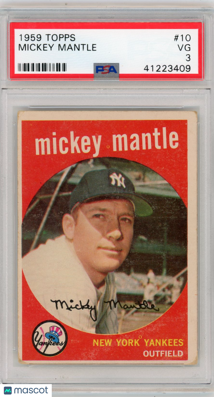 1959 Topps Mickey Mantle #10 PSA 3