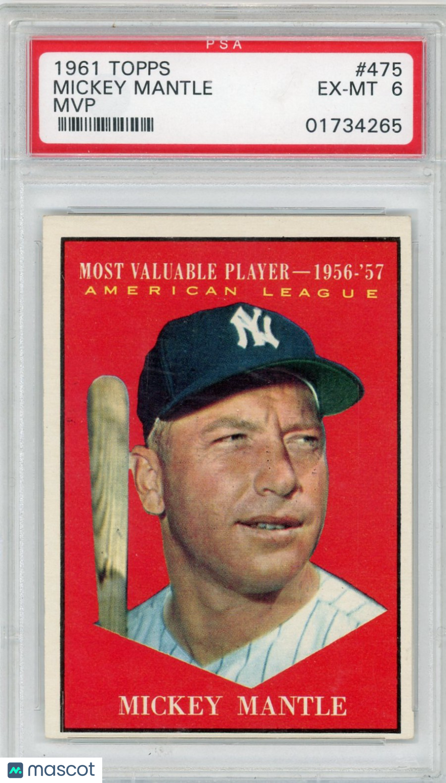 1961 Topps Mickey Mantle #475 MVP PSA 6