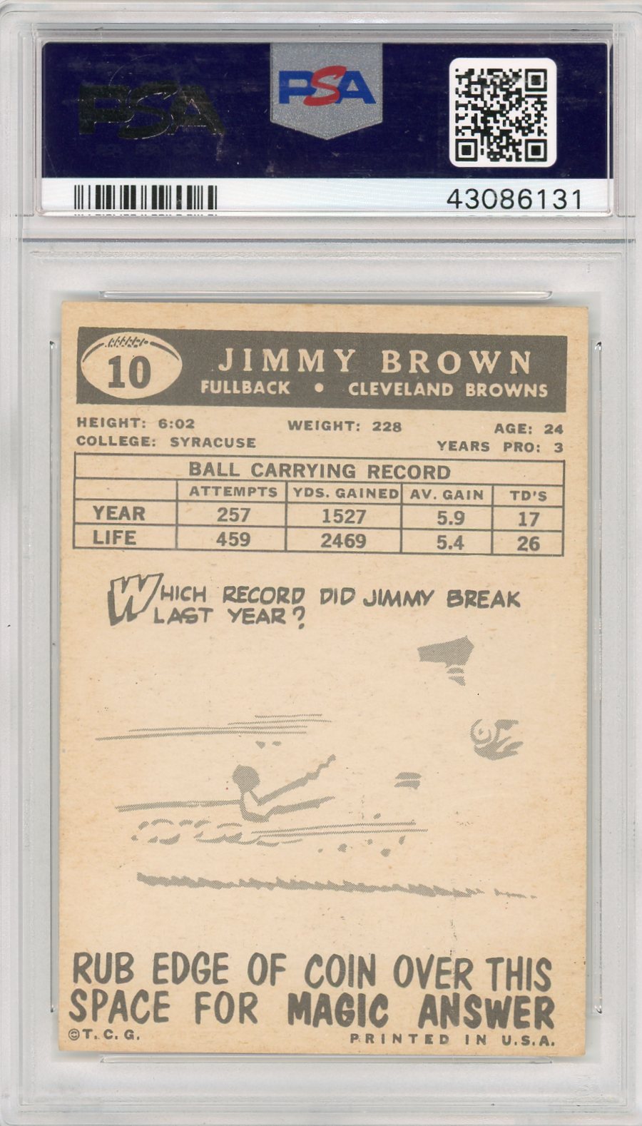 1959 Topps Jim Brown #10 PSA 7