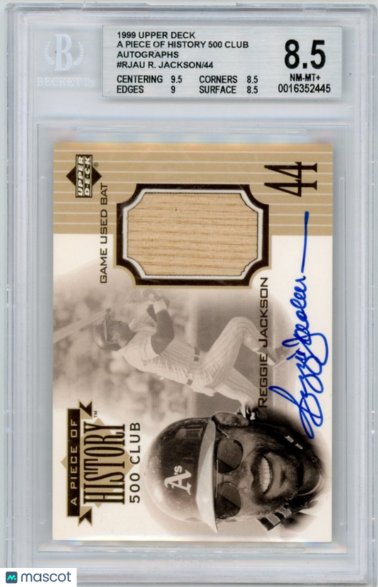 1999 Upper Deck Piece of History 500 Club Auto Reggie Jackson BGS 8.5 /44 Auto 9