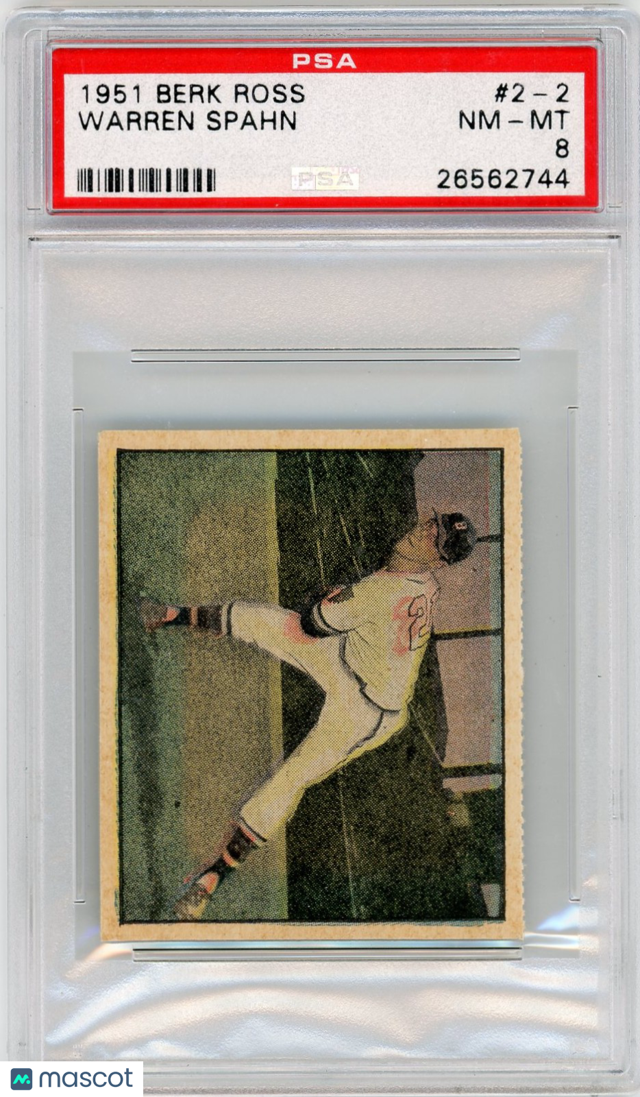 1951 Berk Ross Warren Spahn #2-2 PSA 8