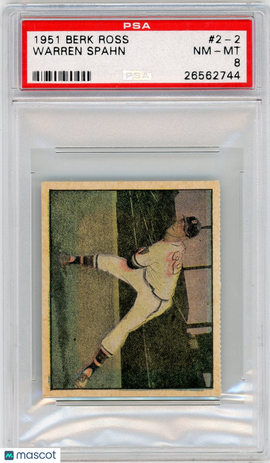 1951 Berk Ross Warren Spahn #2-2 PSA 8