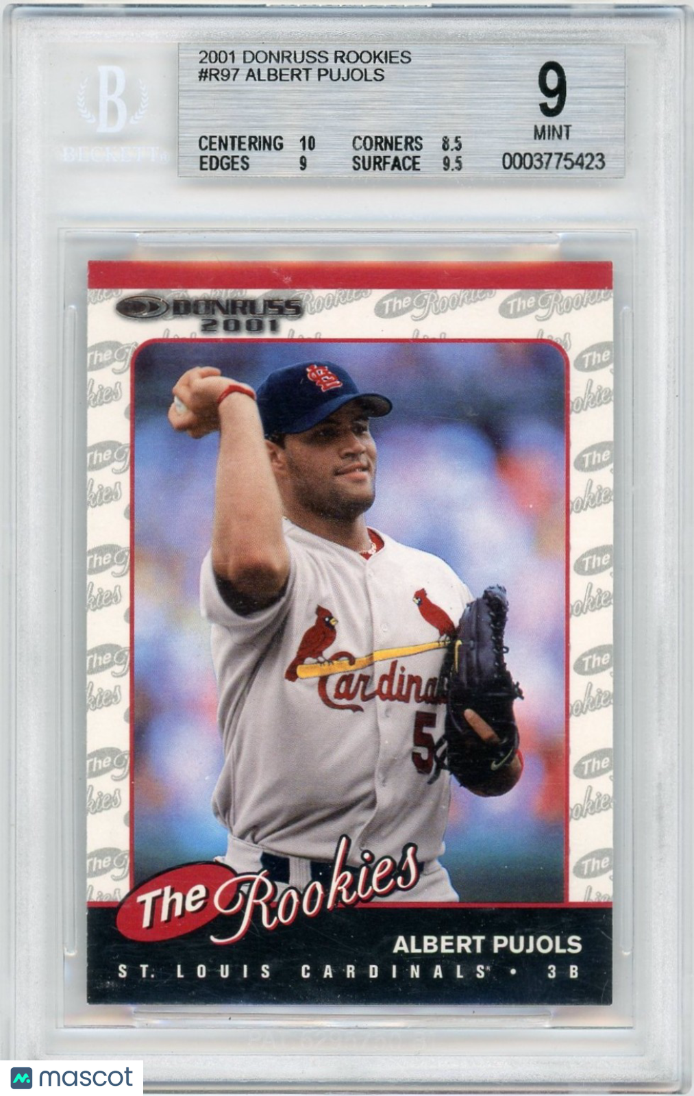 2001 Donruss Rookies Albert Pujols UPD #R97 BGS 9
