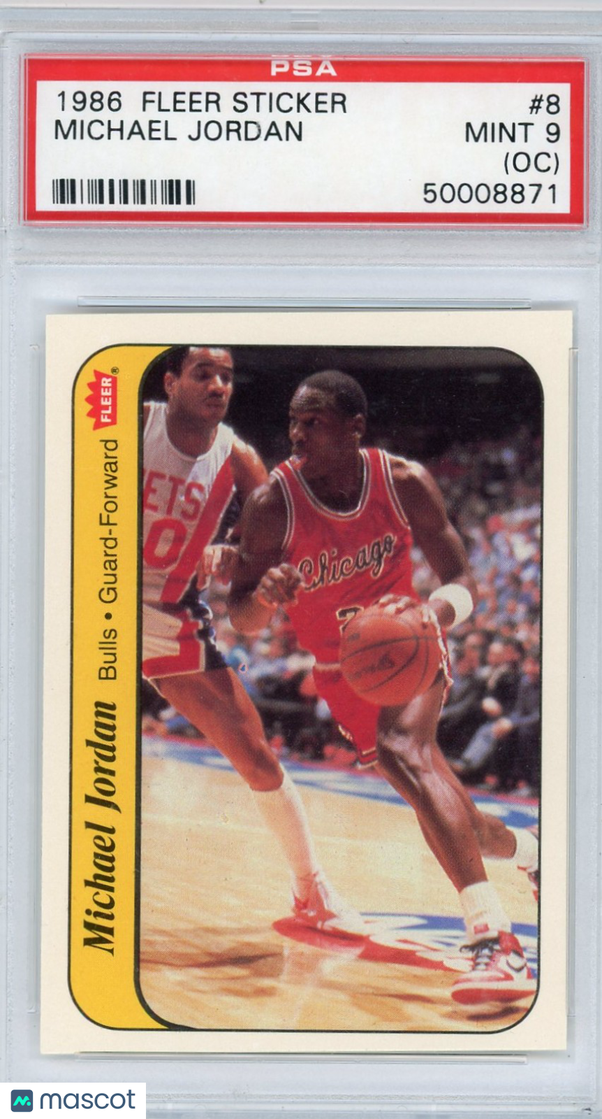 1986 Fleer Sticker Michael Jordan #8 PSA 9 Oc