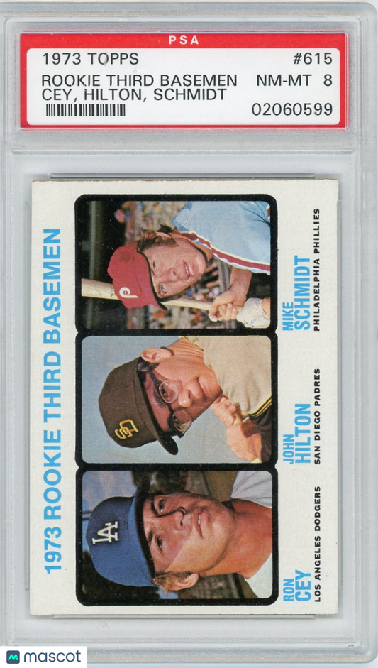 1973 Topps Rookie 3RD Basemen #615 Cey Hilton Schmidt PSA 8