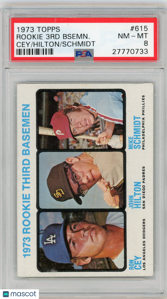 1973 Topps Rookie 3RD Basemen #615 Cey Hilton Schmidt PSA 8