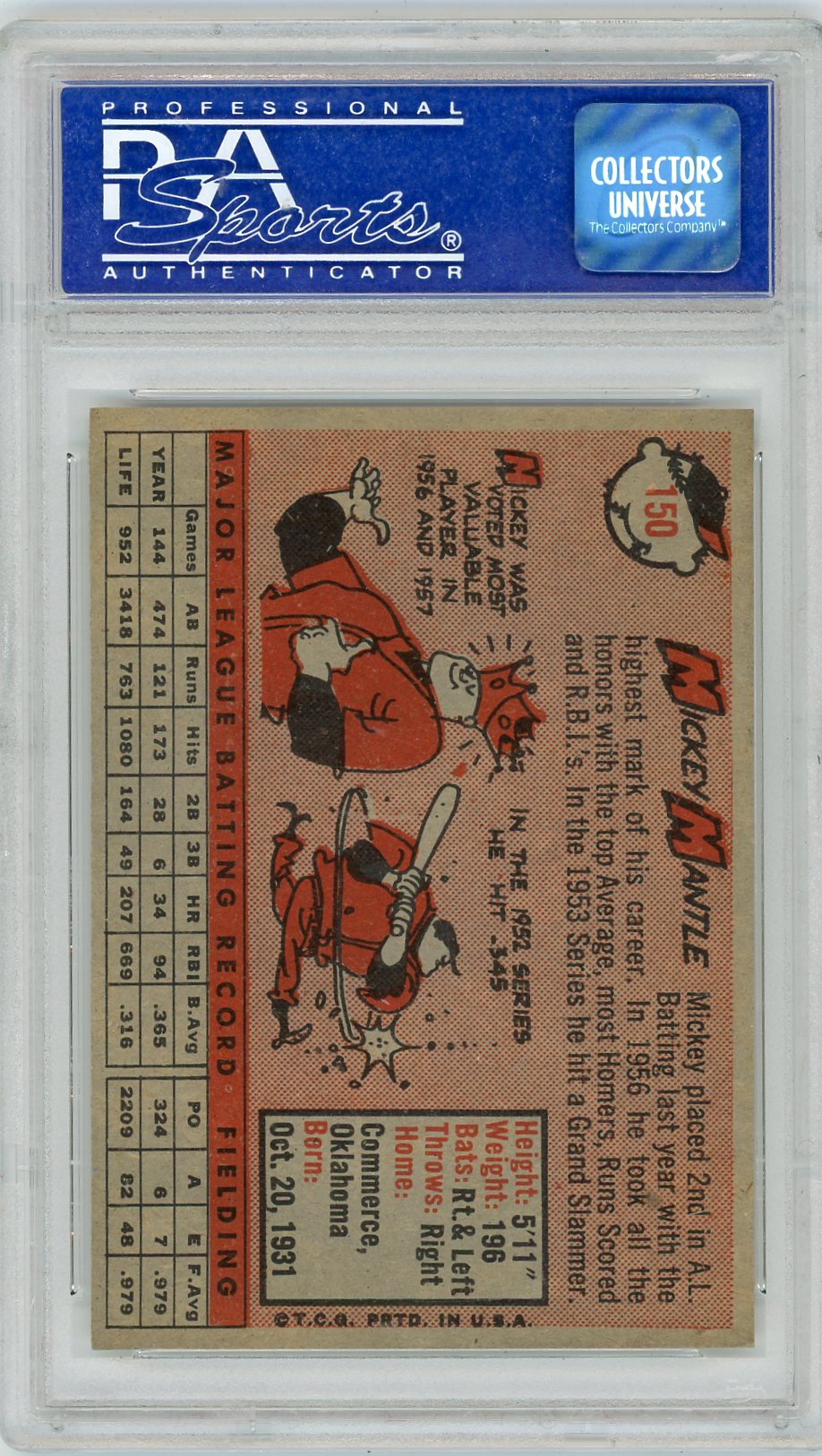 1958 Topps Mickey Mantle #150 PSA 7