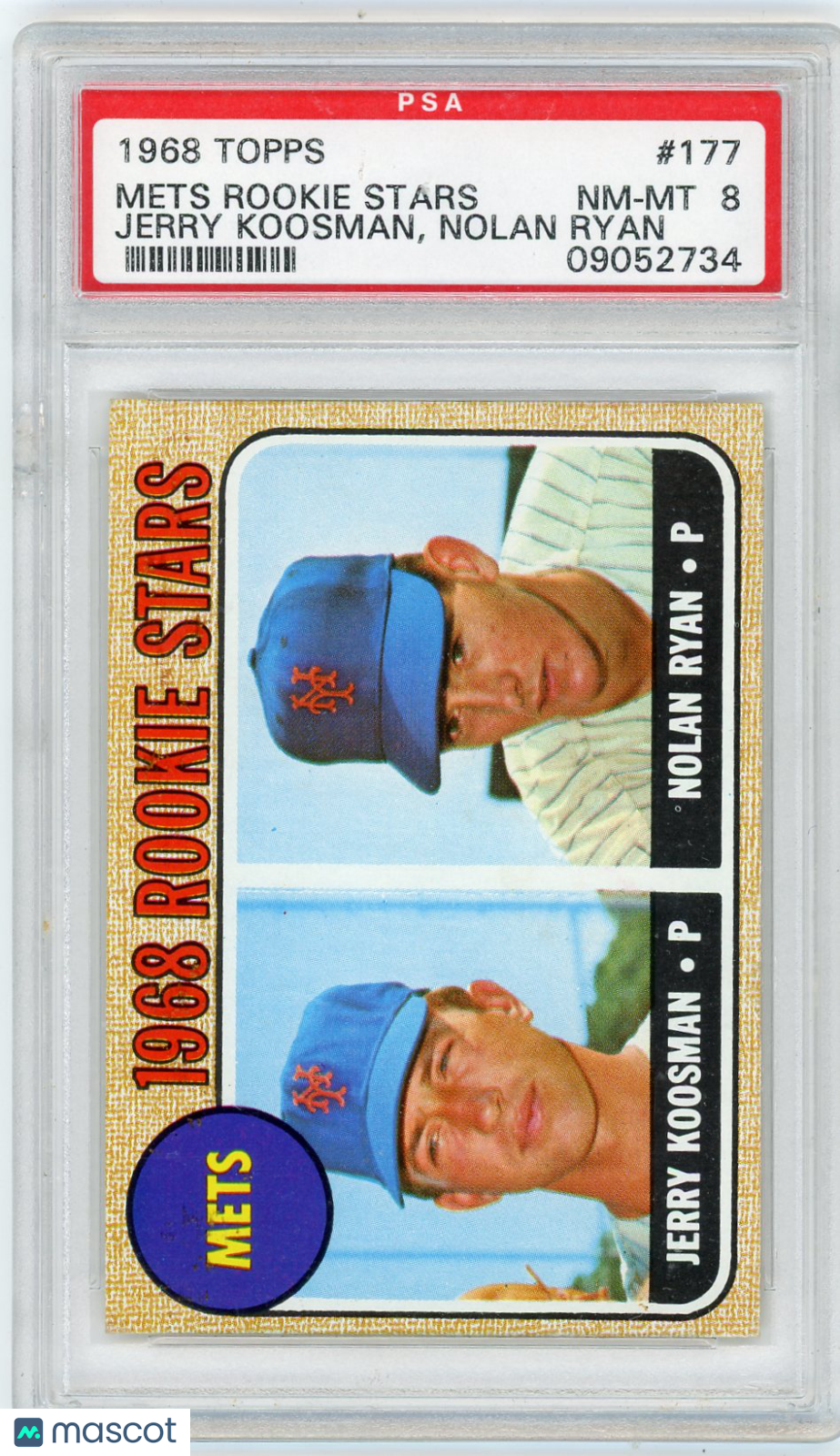1968 Topps Mets Rookies #177 J. Koosman N. Ryan PSA 8
