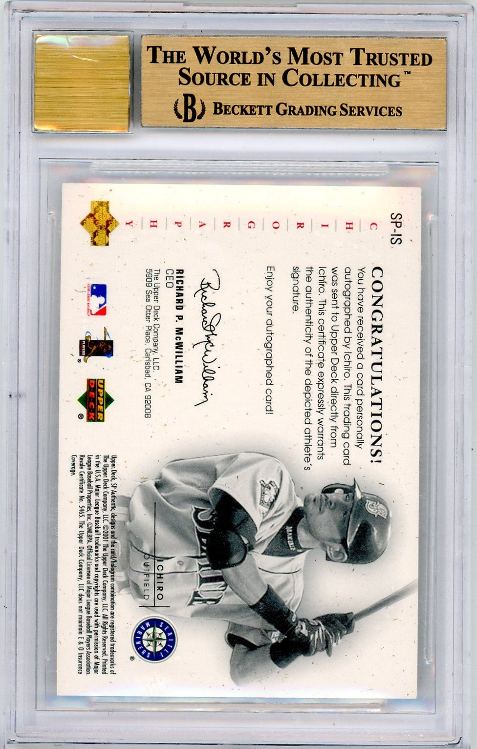2001 SP Authentic Chirography Update Silver Ichiro Suzuki #SPIS BGS 9.5 Auto 10