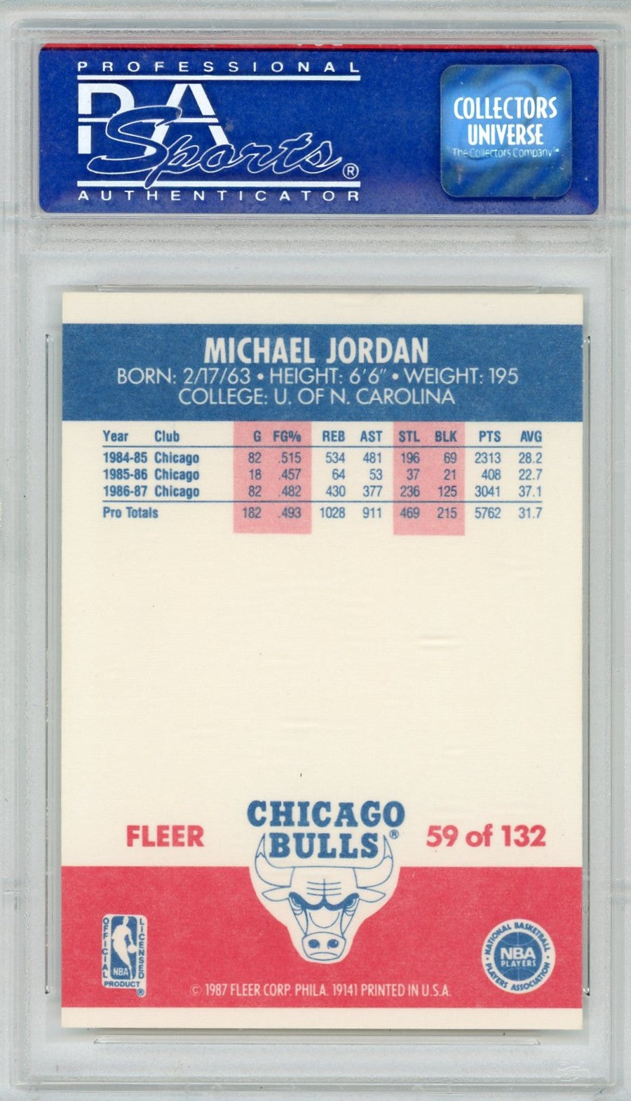 1987 Fleer Michael Jordan #59 PSA 9 PD