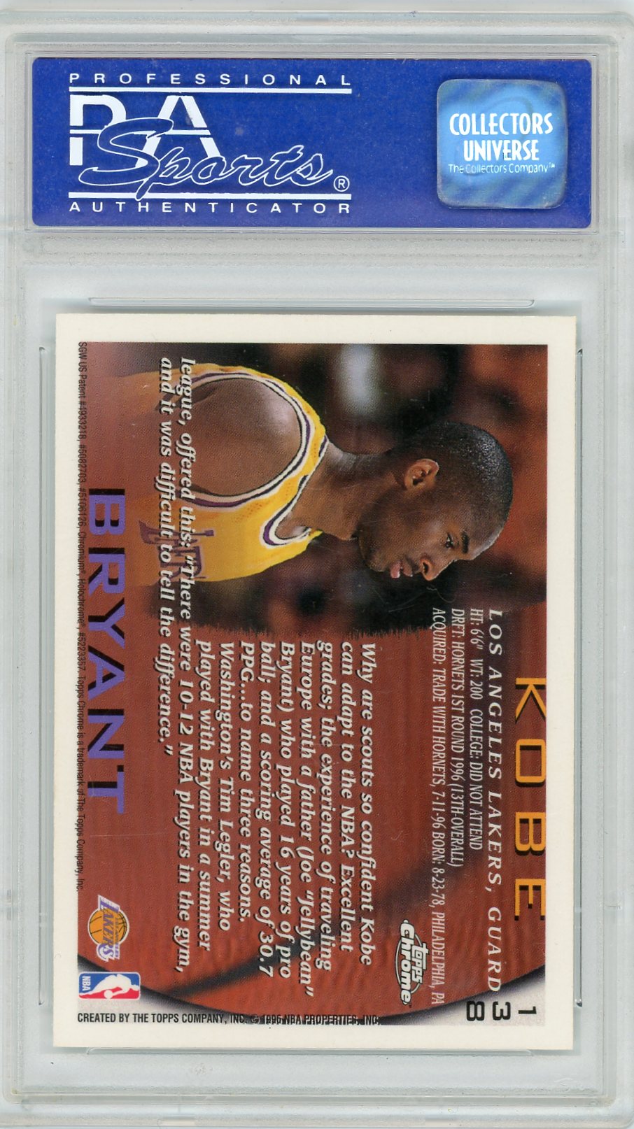 1996 Topps Chrome Kobe Bryant #138 PSA 9