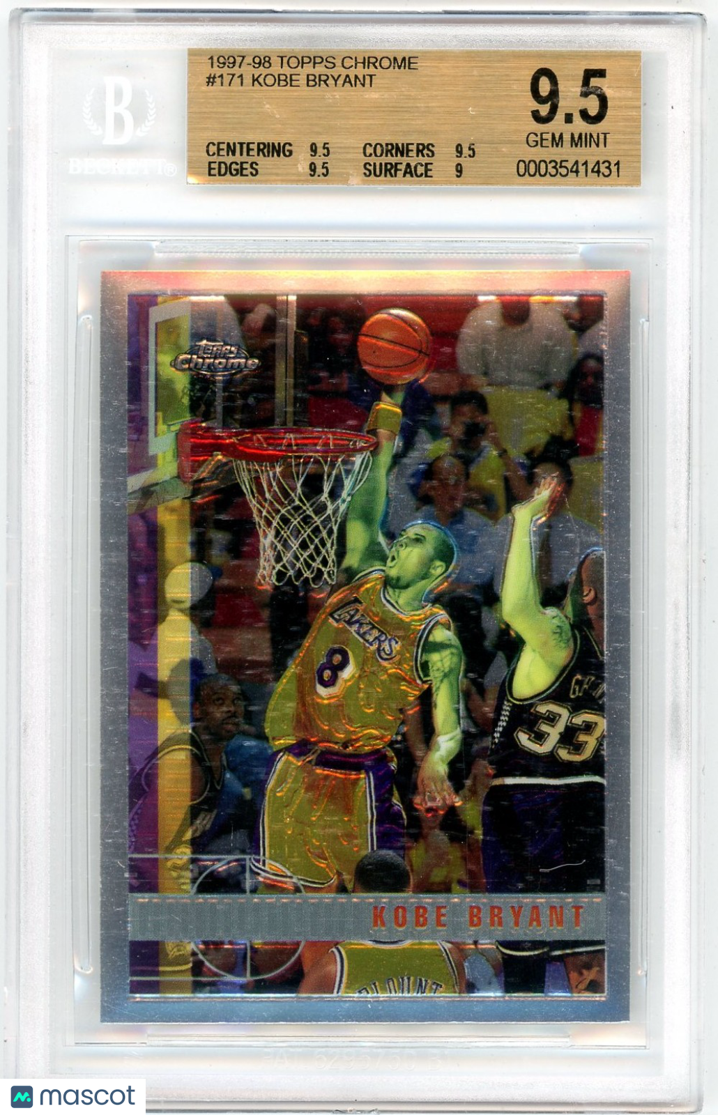 1997 Topps Chrome Kobe Bryant #171 BGS 9.5