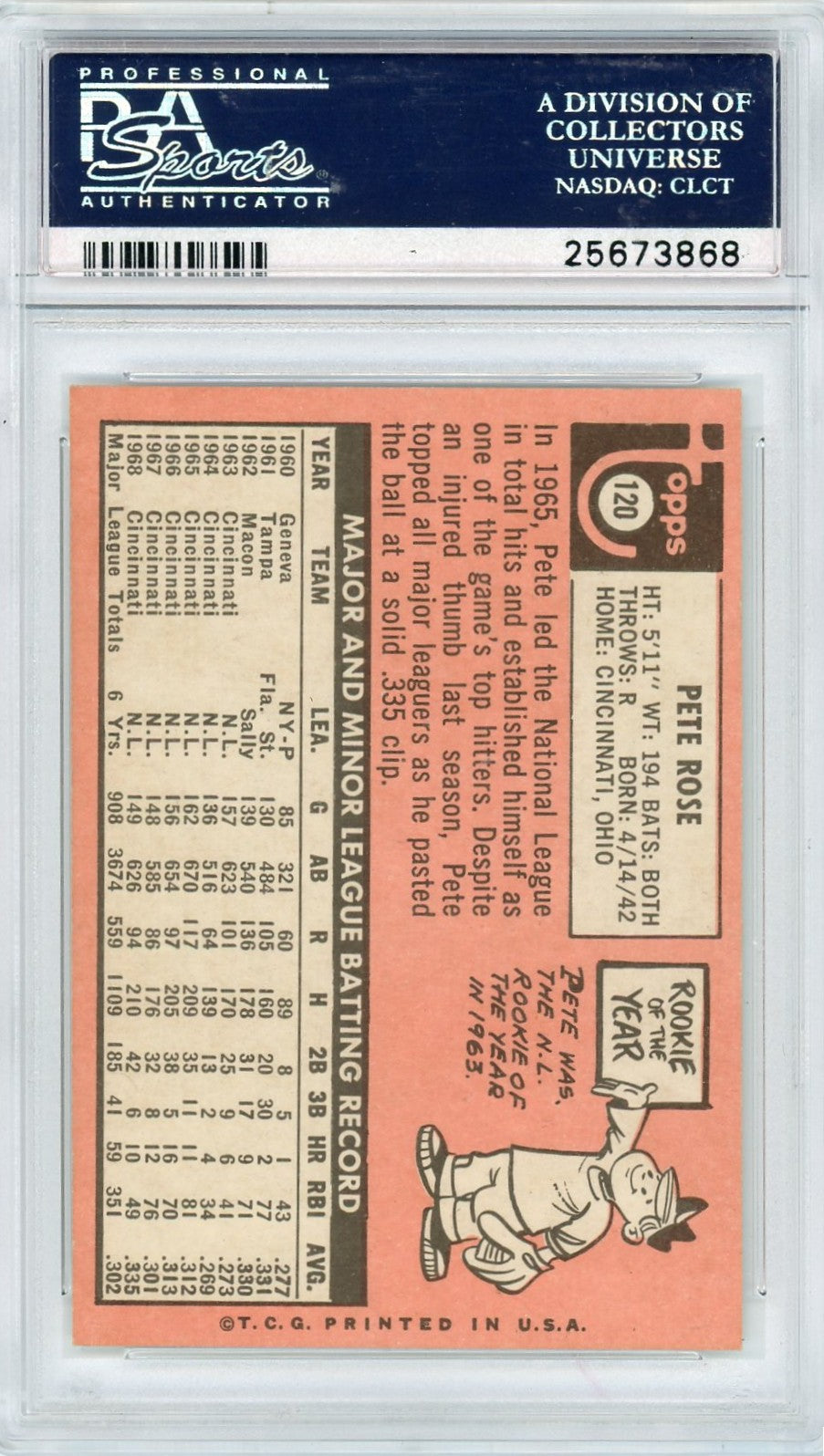 1969 Topps Pete Rose #120 PSA 8