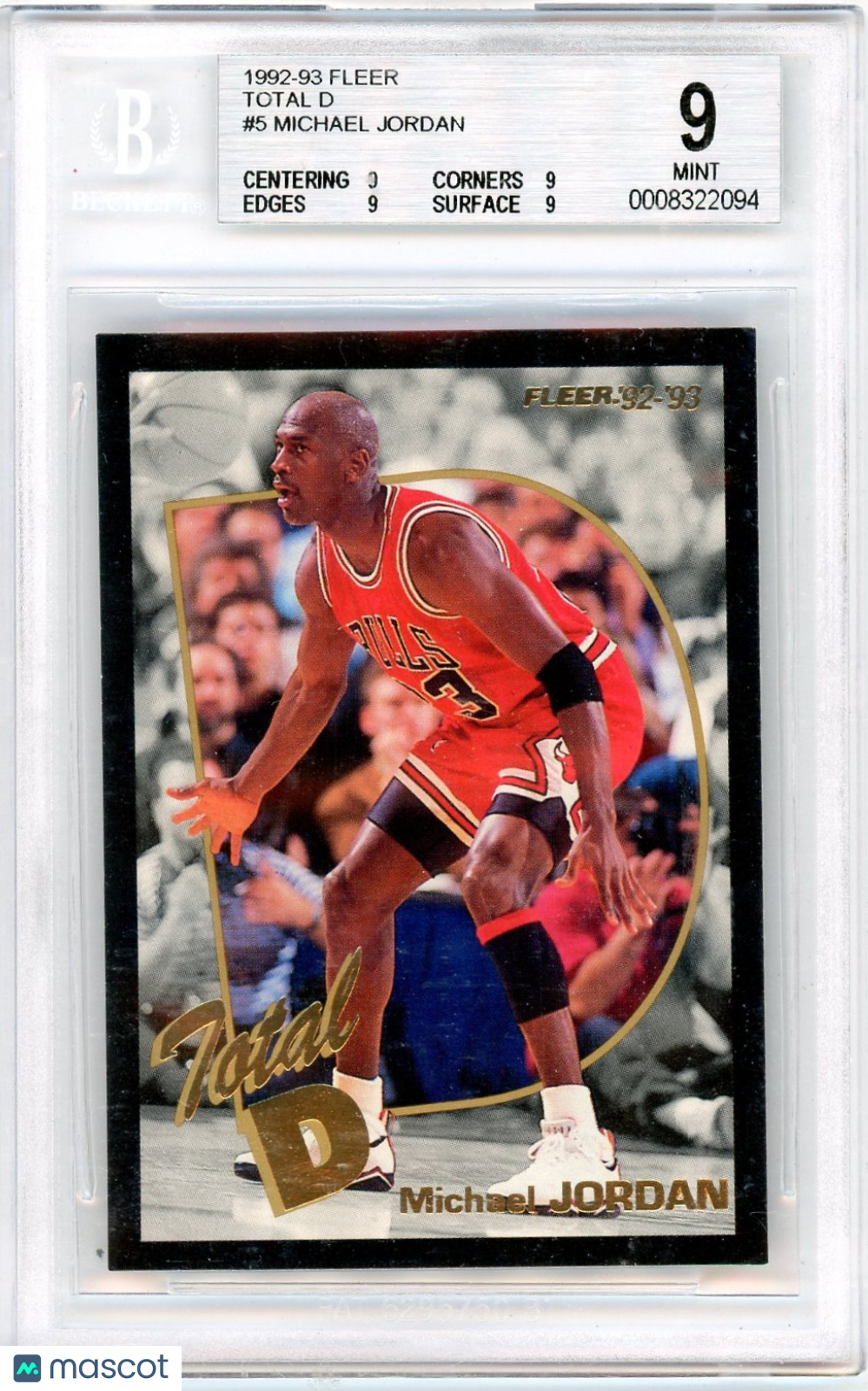 1992 Fleer Total D Michael Jordan ! #5 BGS 9