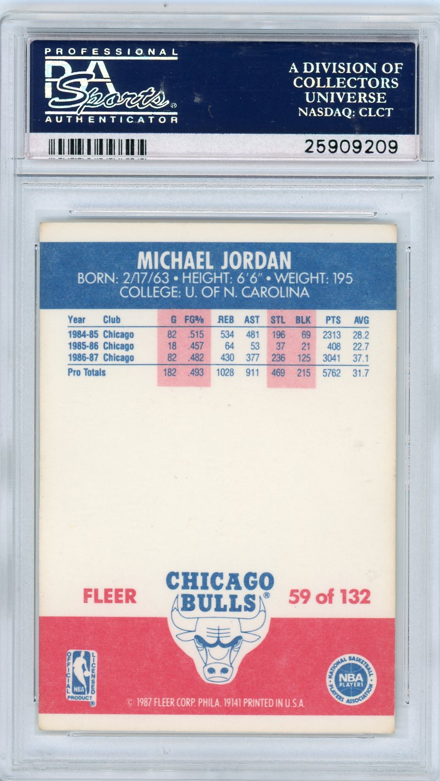 1987 Fleer Michael Jordan #59 PSA 7