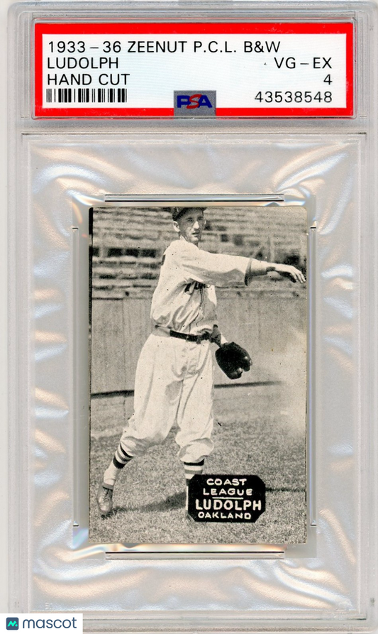 1933-36 Zeenut Pacific Coast League B&W Ludolph Hand Cut PSA 4