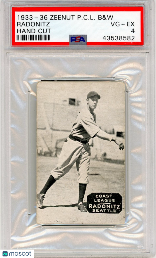 1933-36 Zeenut Pacific Coast League B&W Radonitz Hand Cut PSA 4