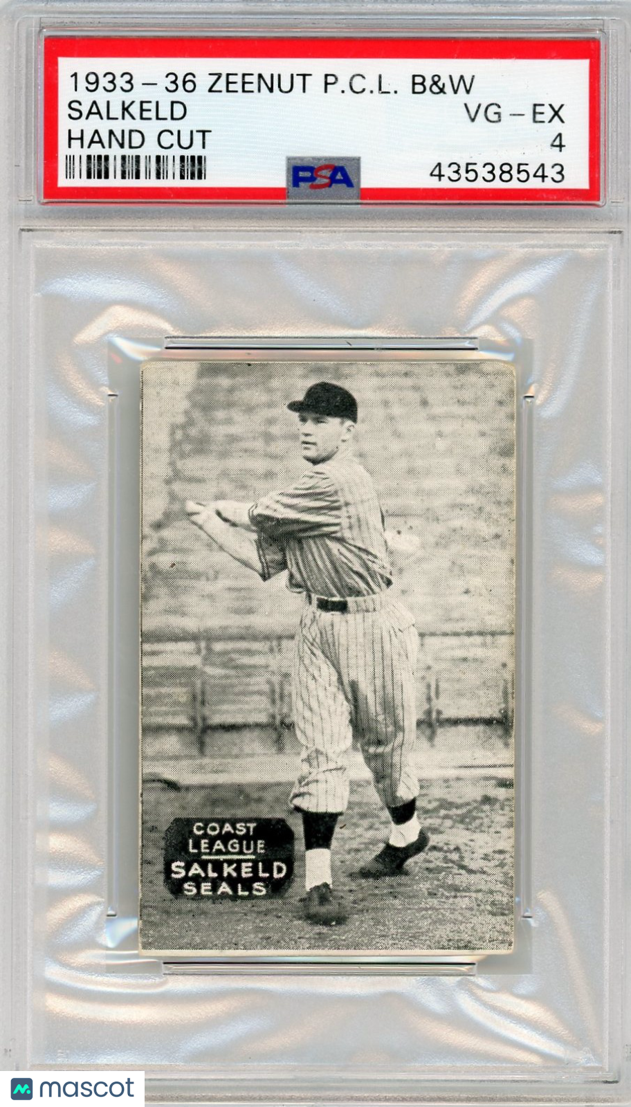 1933-36 Zeenut Pacific Coast League B&W Salkeld Hand Cut PSA 4