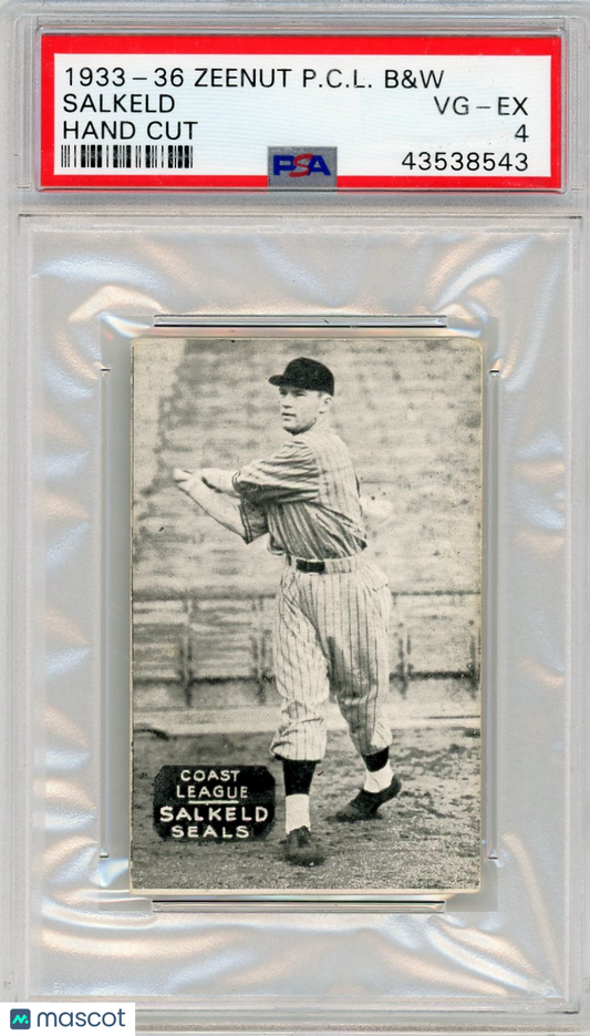 1933-36 Zeenut Pacific Coast League B&W Salkeld Hand Cut PSA 4