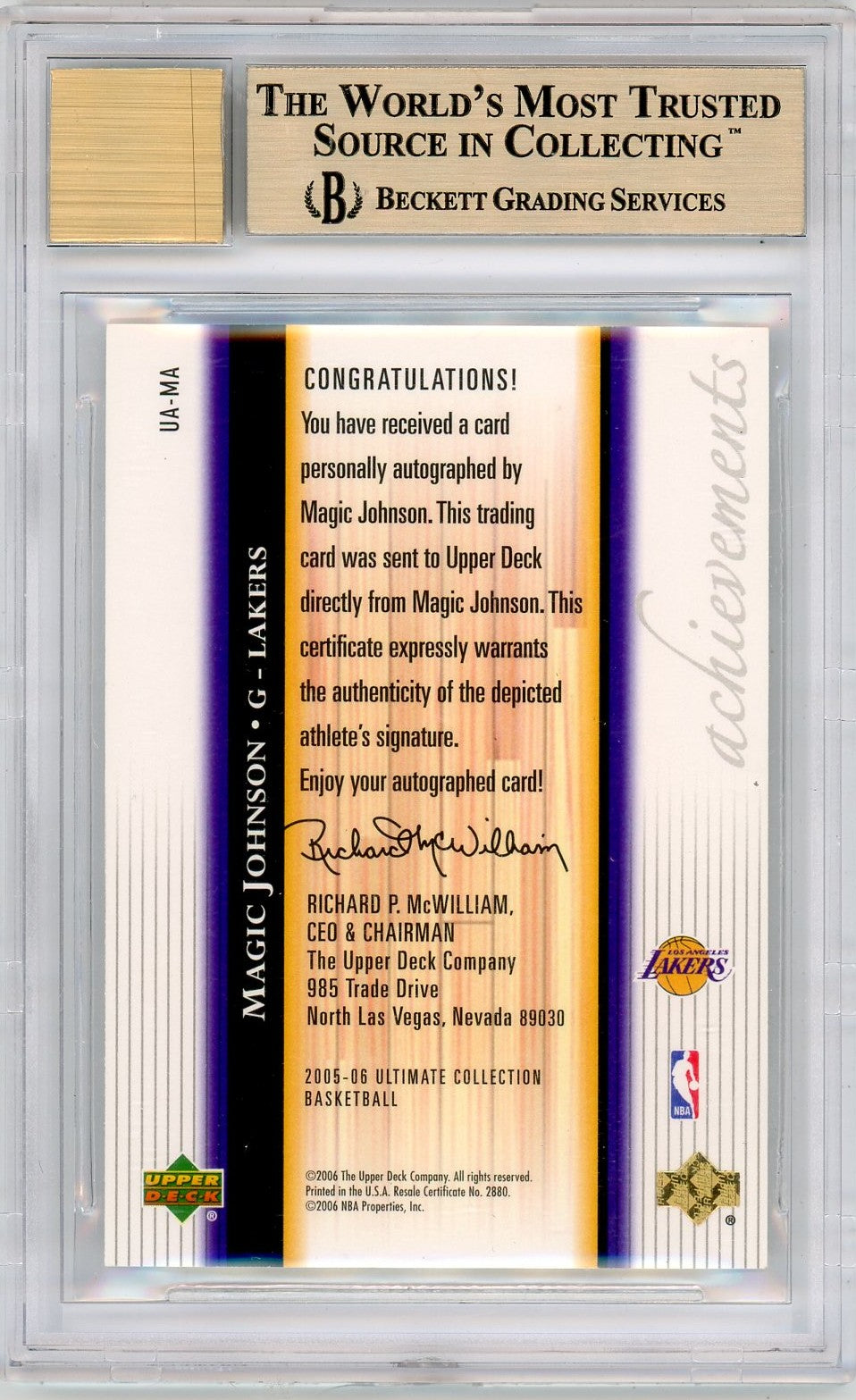 2005 Ultimate Collection Signatures Magic Johnson #UAMA BGS 9.5 /46 Auto 10