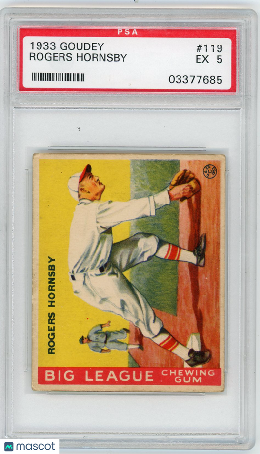 1933 Goudey Rogers Hornsby #119 PSA 5