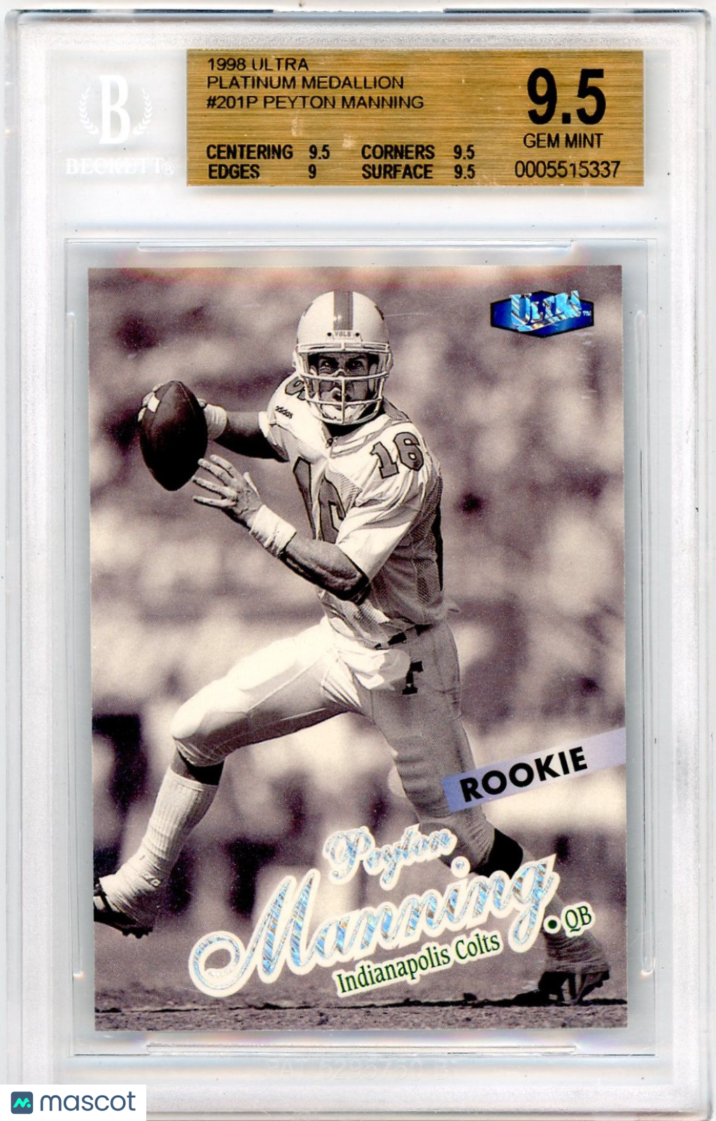 1998 Ultra Platinum Medallion Peyton Manning #201P BGS 9.5