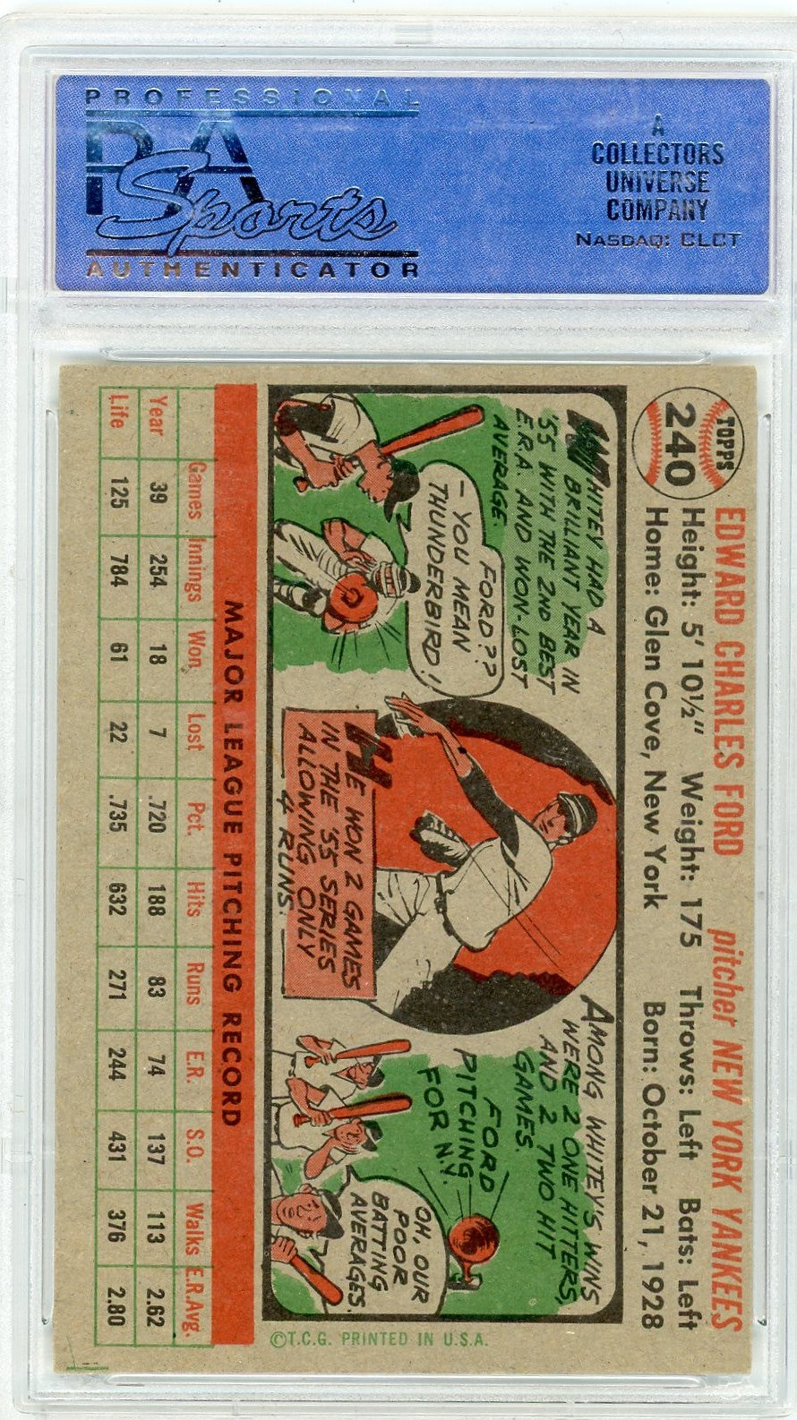 1956 Topps Whitey Ford #240 PSA 7