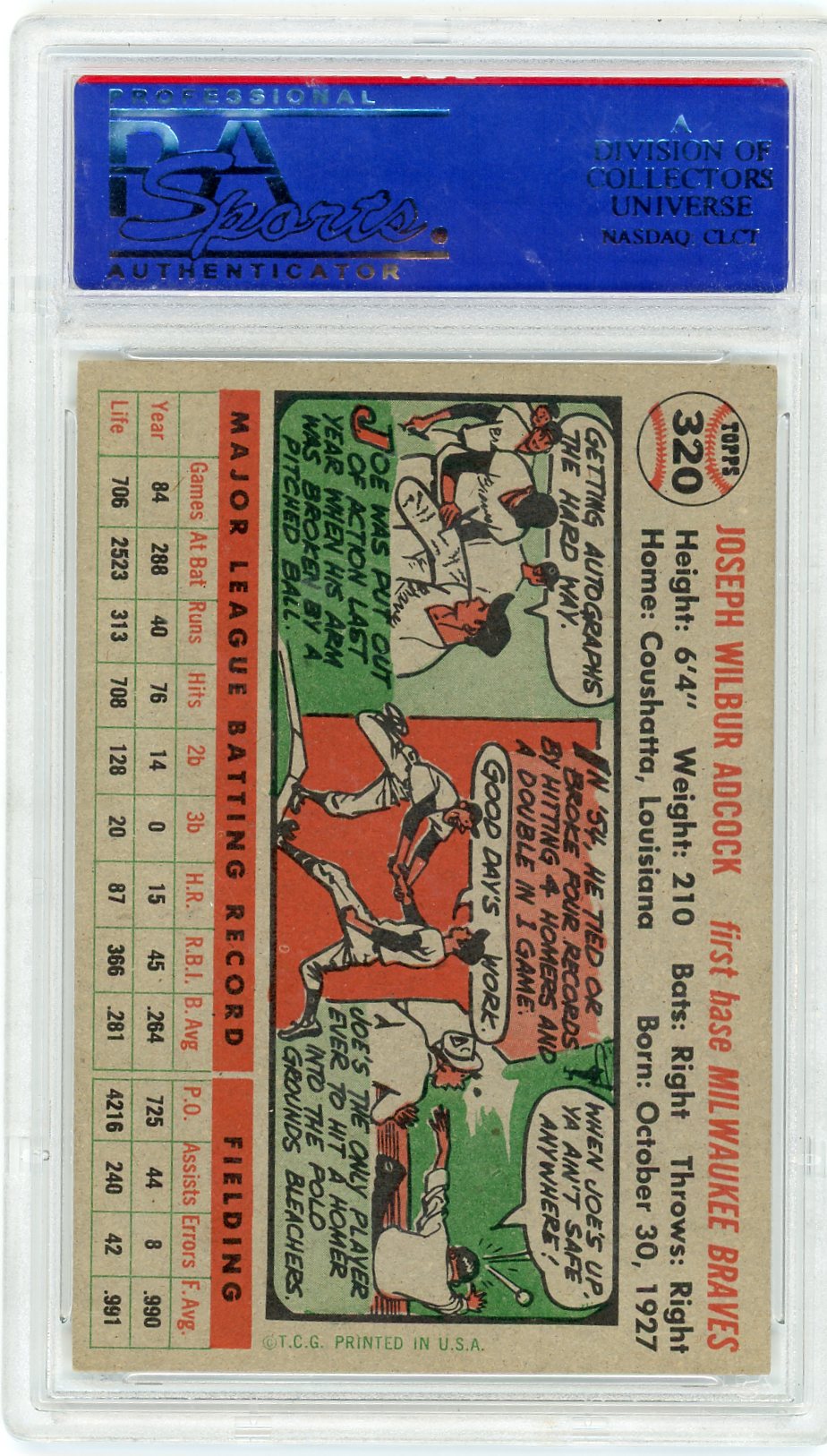 1956 Topps Joe Adcock #320 PSA 7