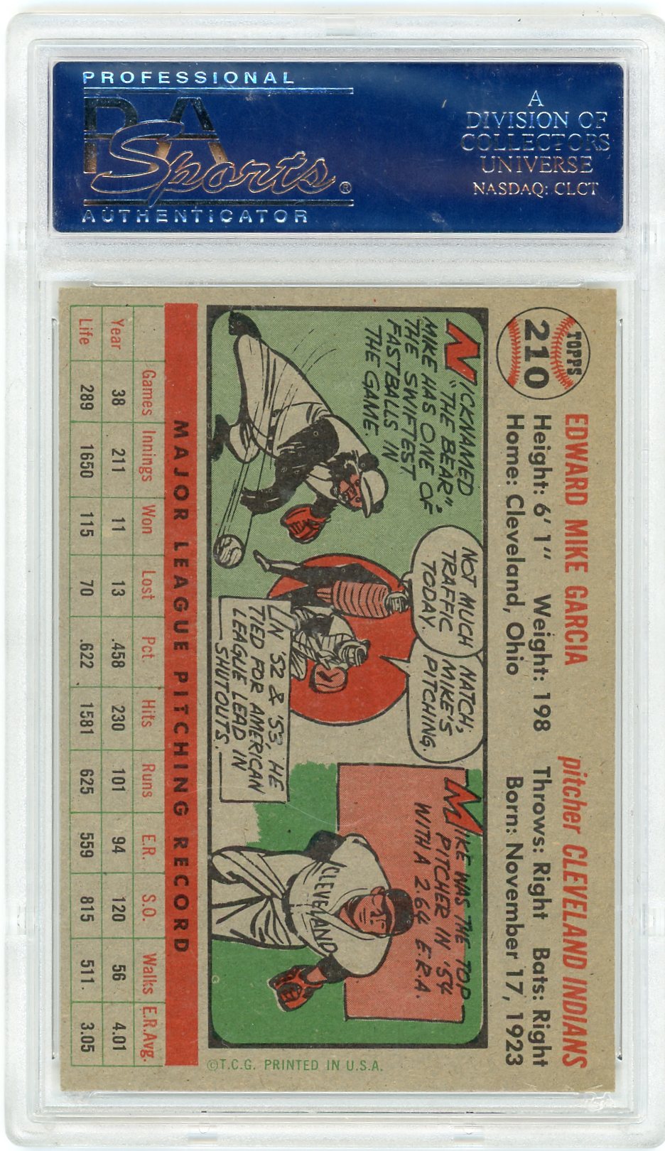 1956 Topps Mike Garcia #210 PSA 7