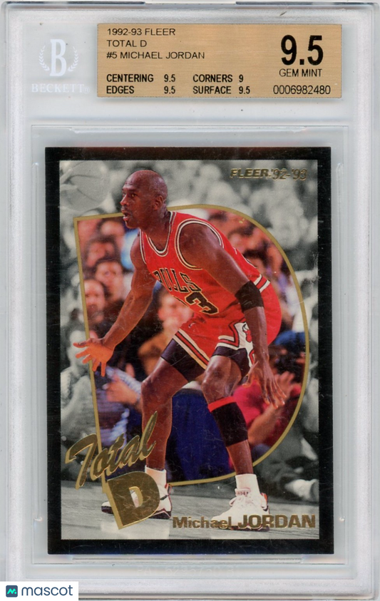1992 Fleer Total D Michael Jordan #5 BGS 9.5