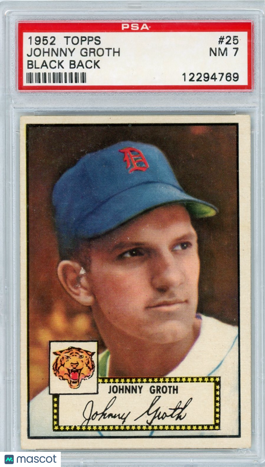1952 Topps Johnny Groth #25 Black Back PSA 7