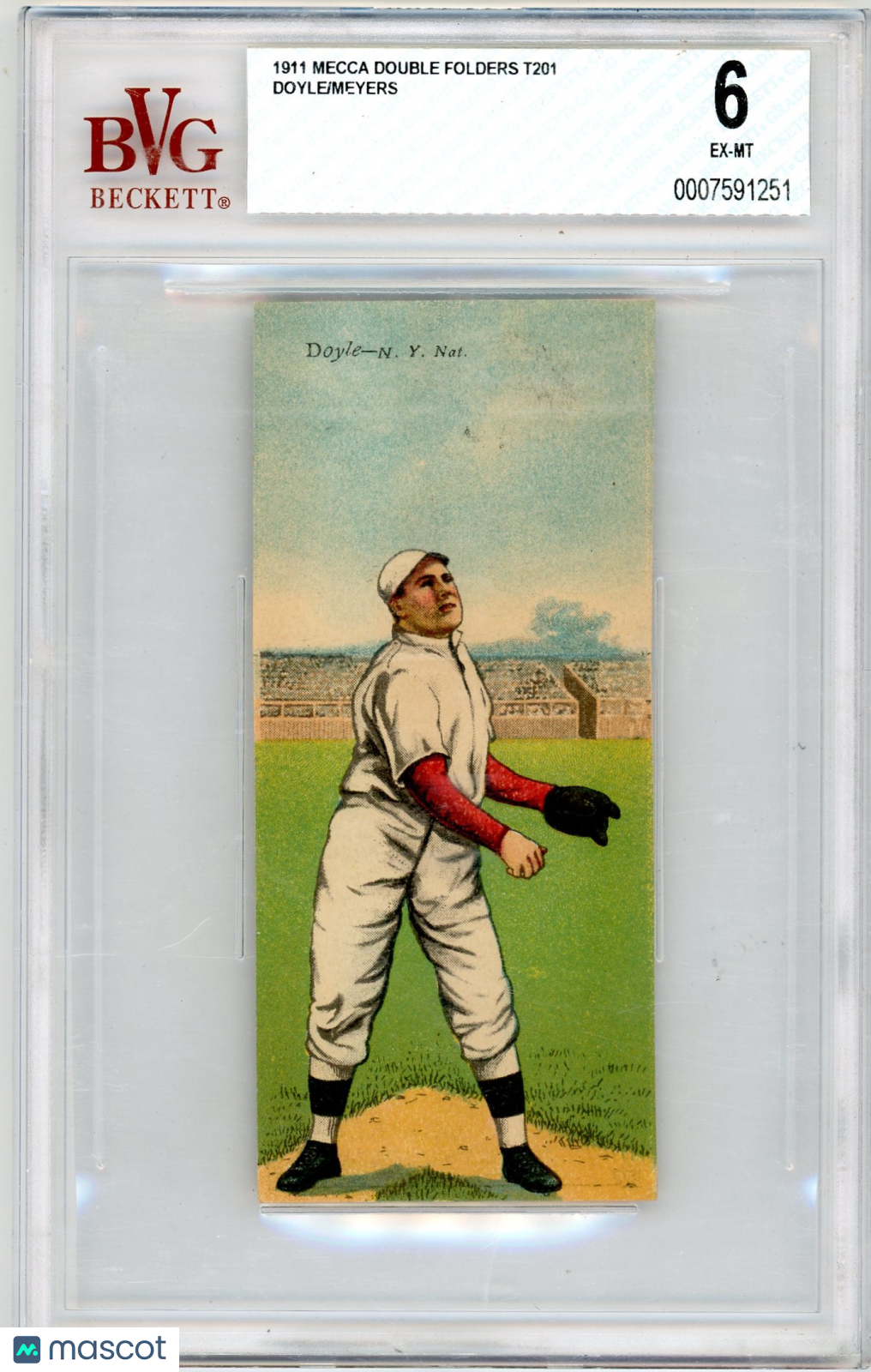 1911 Mecca Double Folders T201 Chief Meyers Larry Doyle #13 BVG 6 /Chief