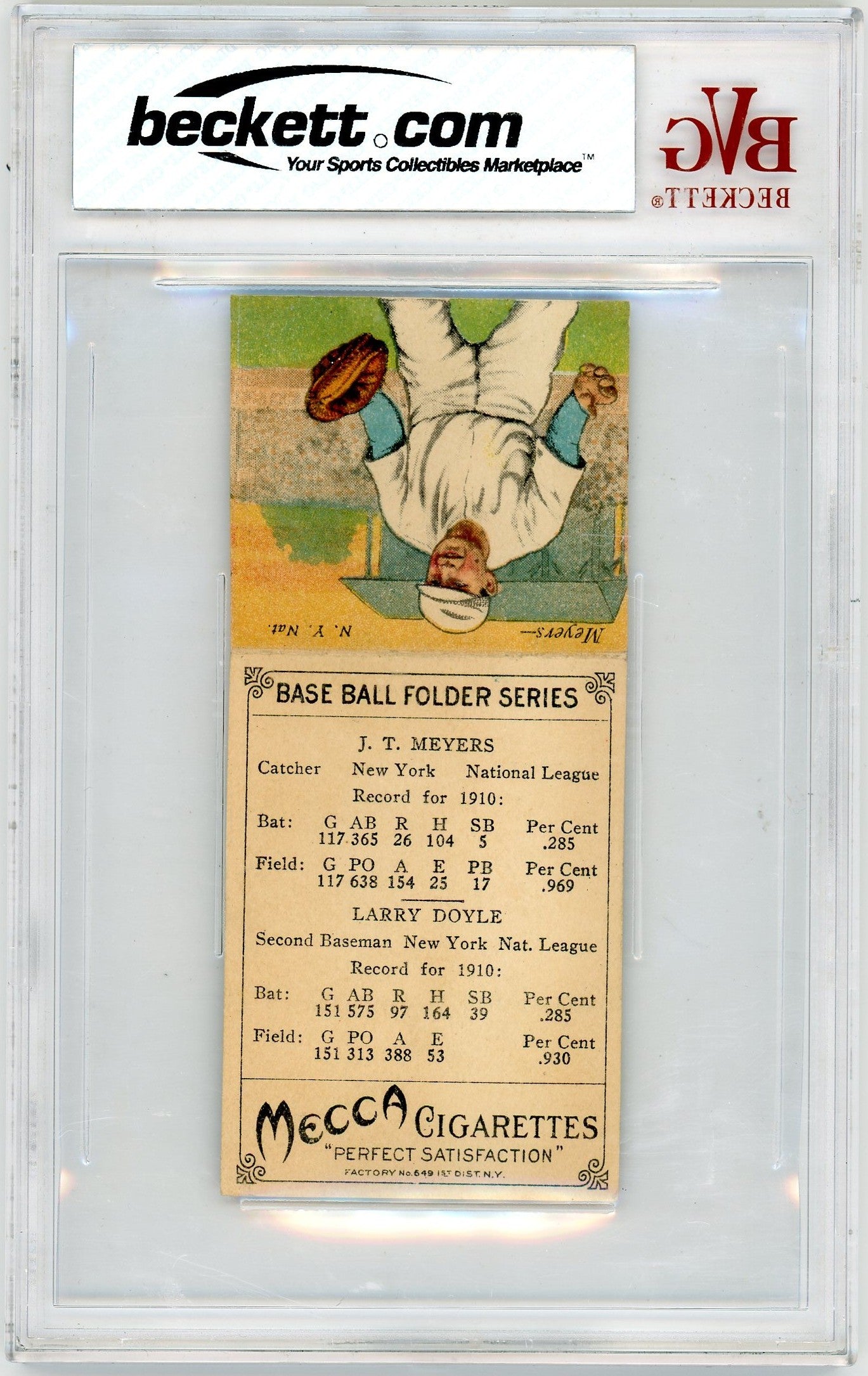 1911 Mecca Double Folders T201 Chief Meyers Larry Doyle #13 BVG 6 /Chief