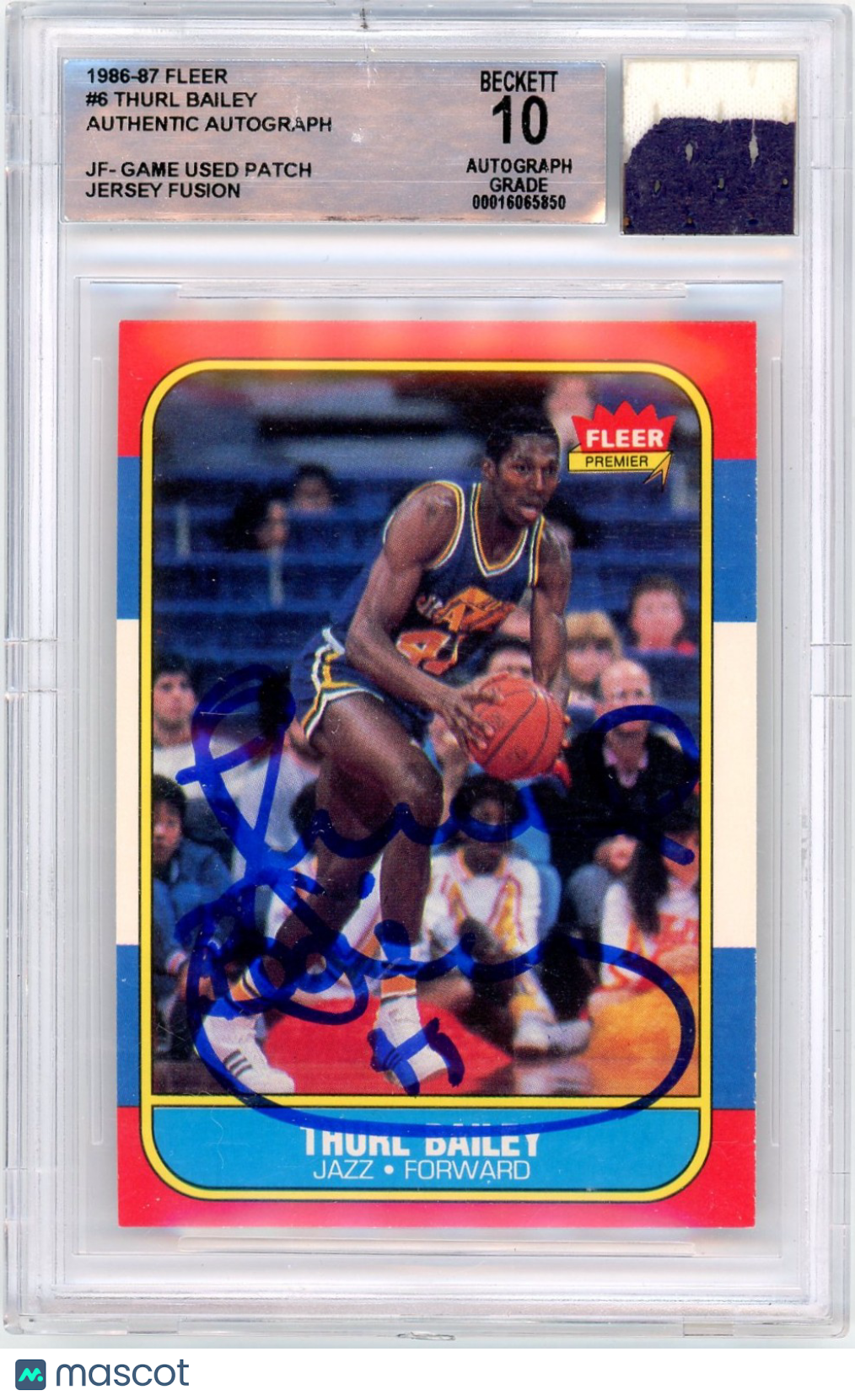 1986 Fleer Thurl Bailey #6 BGS Authentic Rookie BAS Auto Authentic