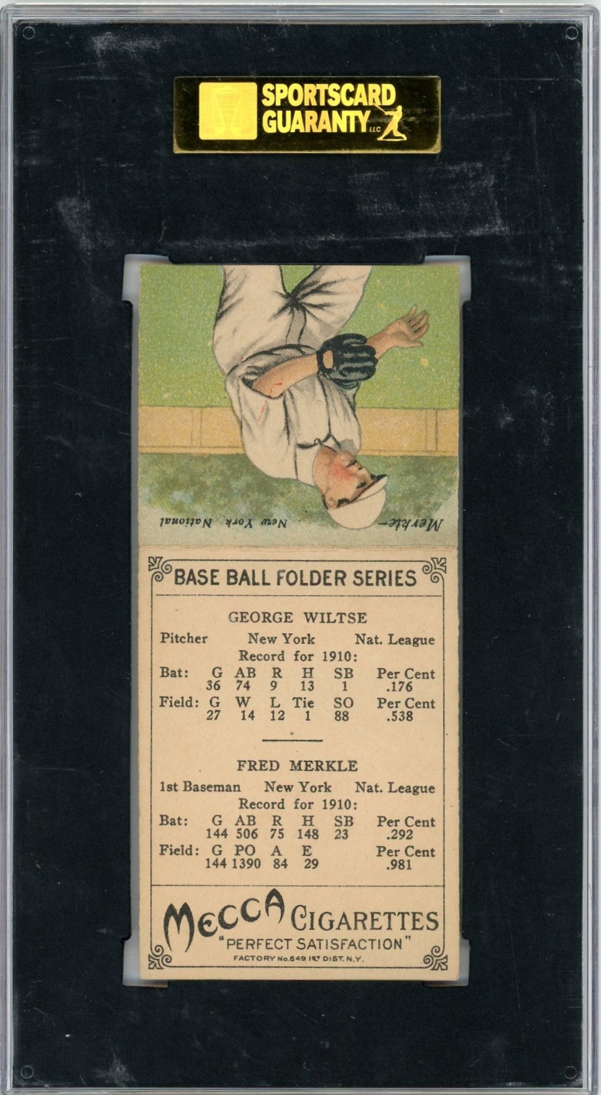 1911 T201 Mecca Cigarettes Merkle Wiltse SGC 6