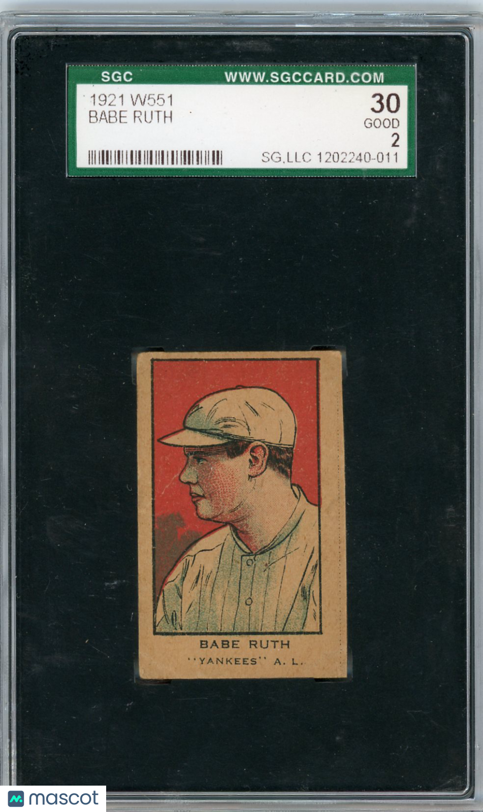 1921 W551 Babe Ruth (Hand Cut) SGC 2