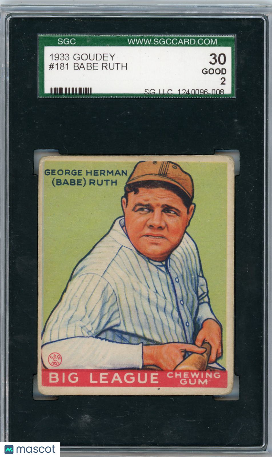 1933 Goudey Babe Ruth #181 SGC 2