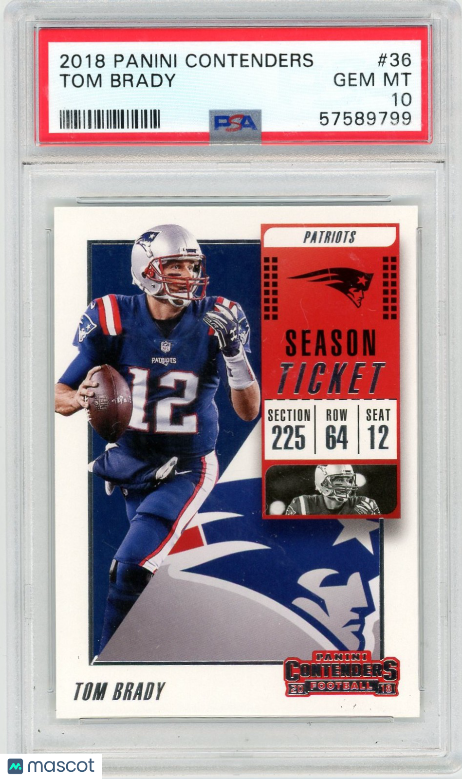 2018 Panini Contenders Tom Brady #36 PSA 10