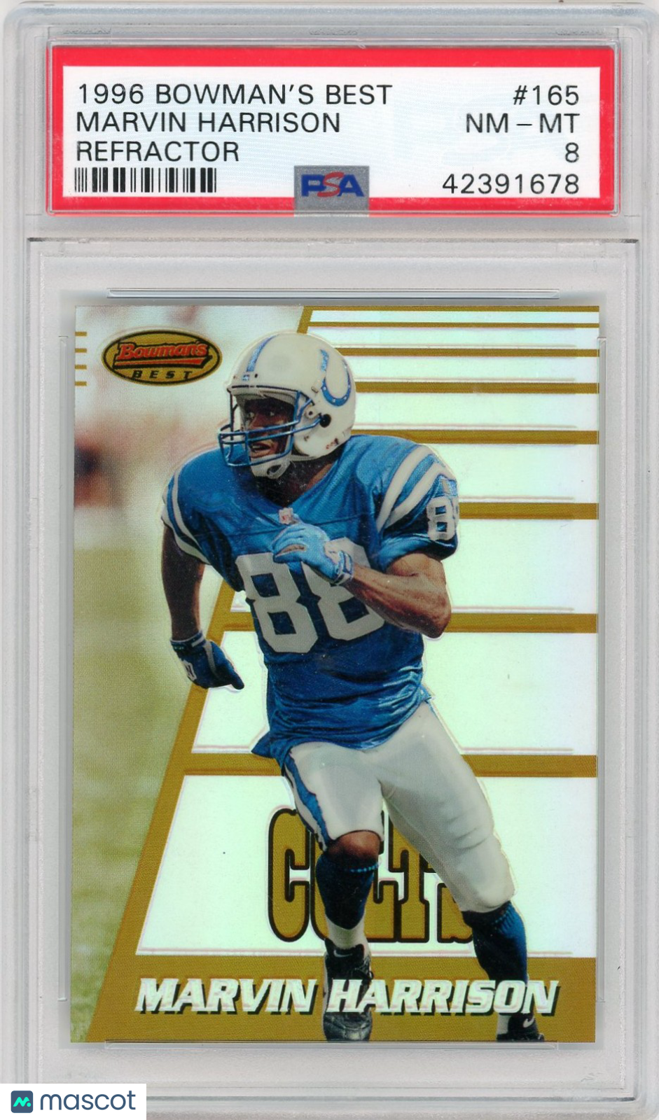 1996 Bowman's Best Marvin Harrison #165 Refractor PSA 8