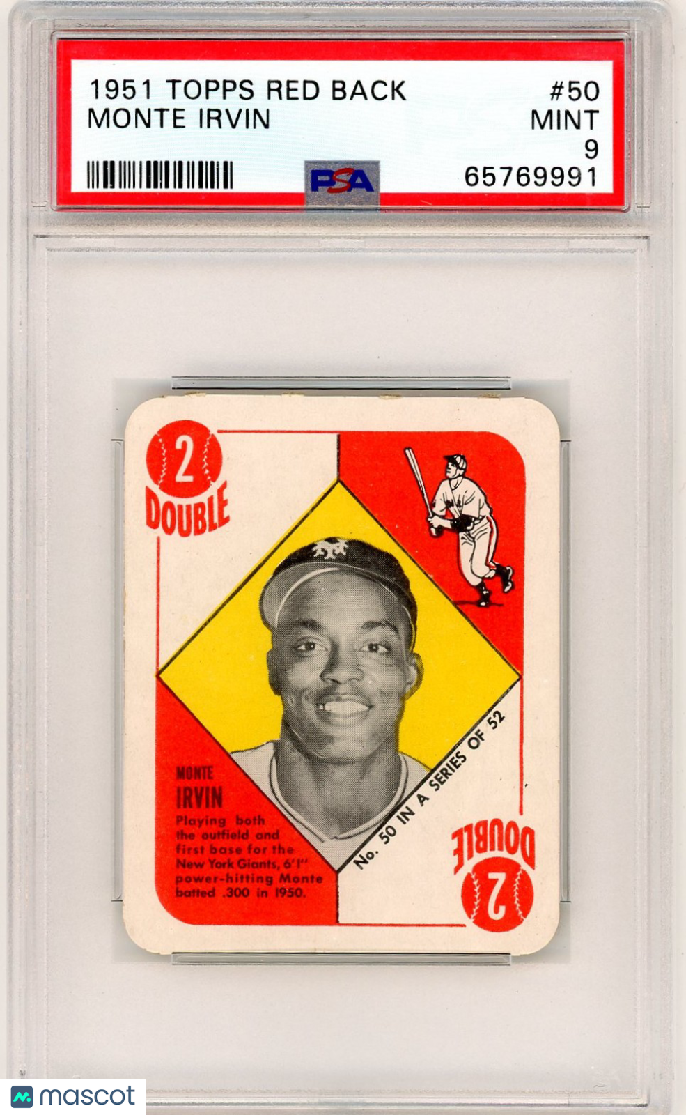 1951 Topps Red Back Monte Irvin #50 PSA 9