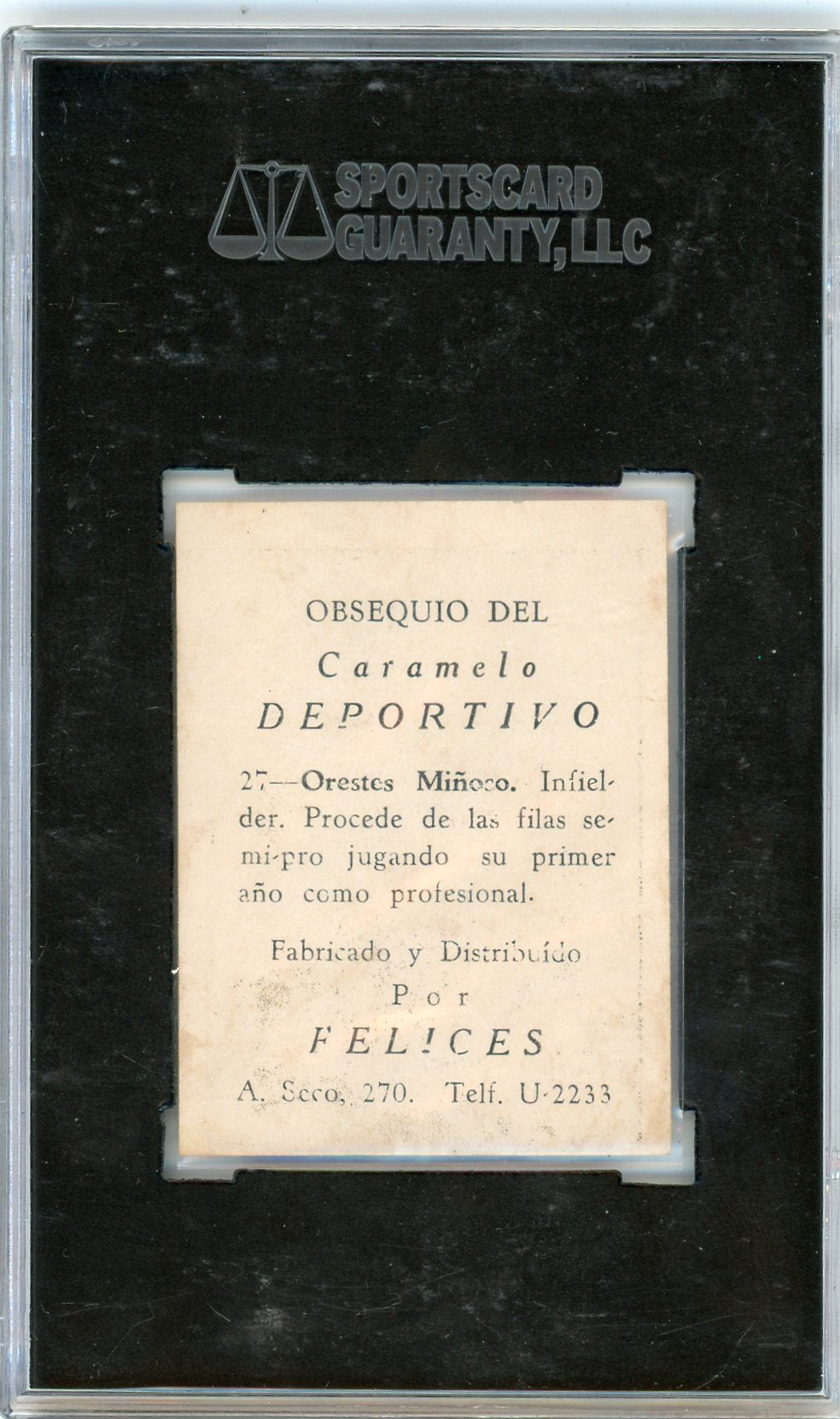1945 Caramelo Deportivo Orestes Minoso #27 SGC 2
