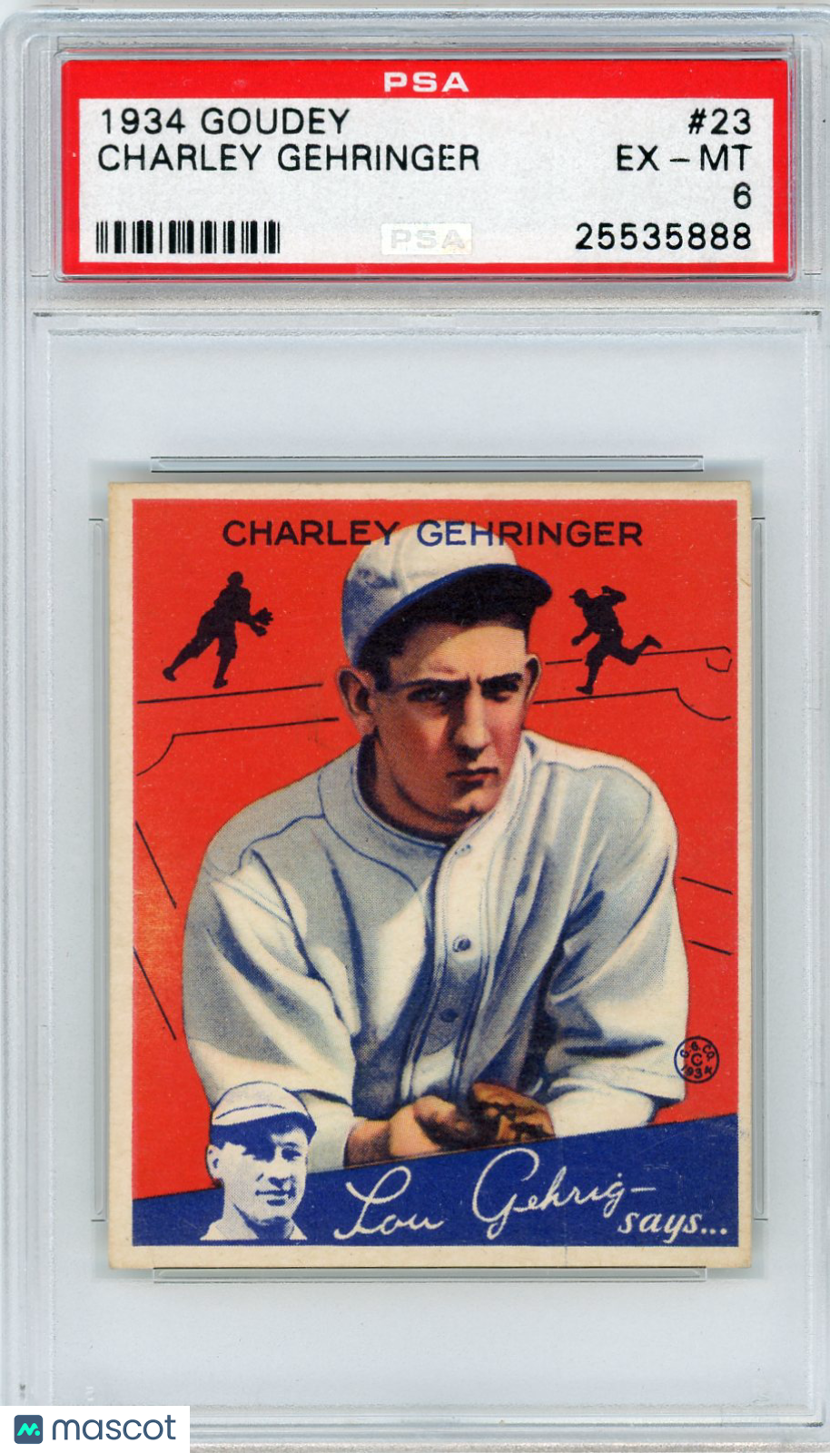 1934 Goudey Charley Gehringer #23 PSA 6