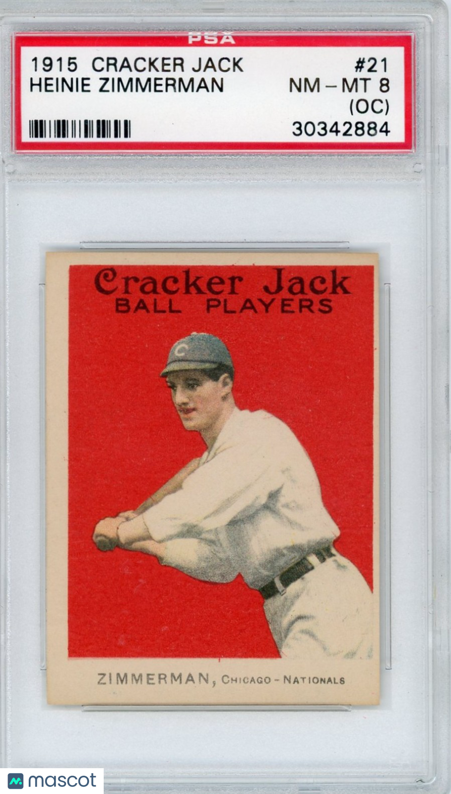 1915 Cracker Jack Heinie Zimmerman #21 PSA 8 Oc