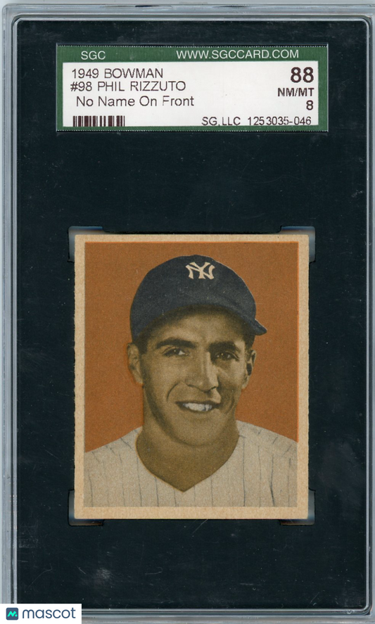 1949 Bowman Phil Rizzuto #98 No Name On Front SGC 8