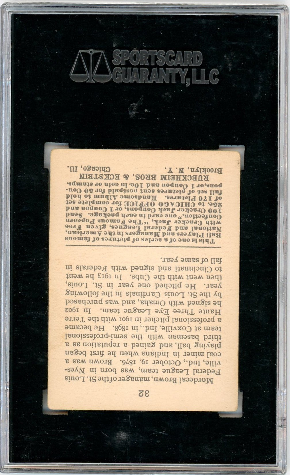 1915 Cracker Jack Mordecai Brown #32 SGC 4
