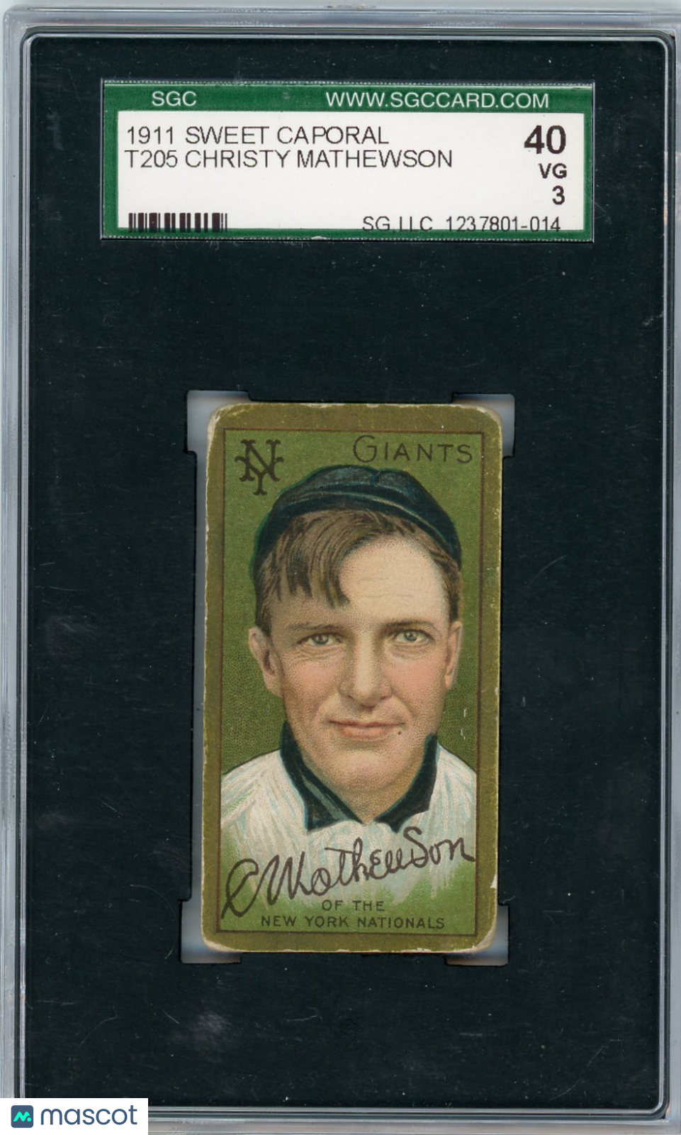 1911 Sweet Caporal (T205) Christy Mathewson SGC 3
