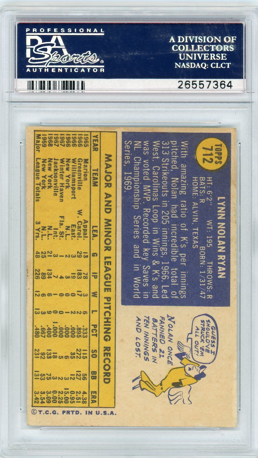 1970 Topps Nolan Ryan #712 PSA 5